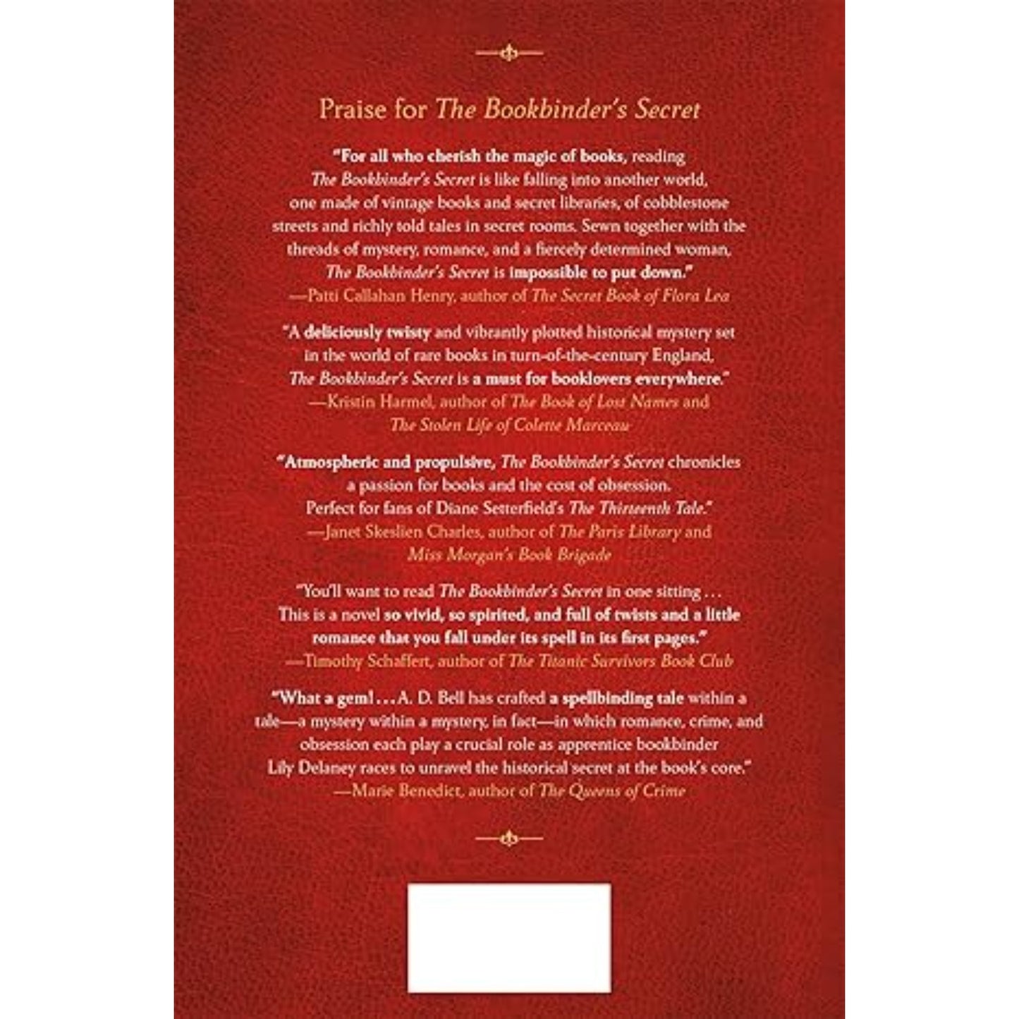 The Bookbinder's Secret by A. D. Bell - Novel