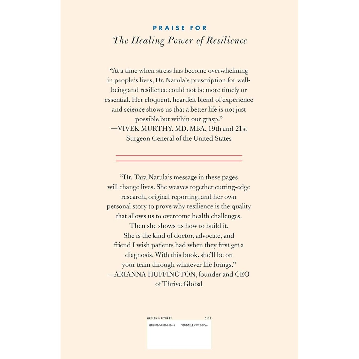 The Healing Power of Resilience back cover with book description