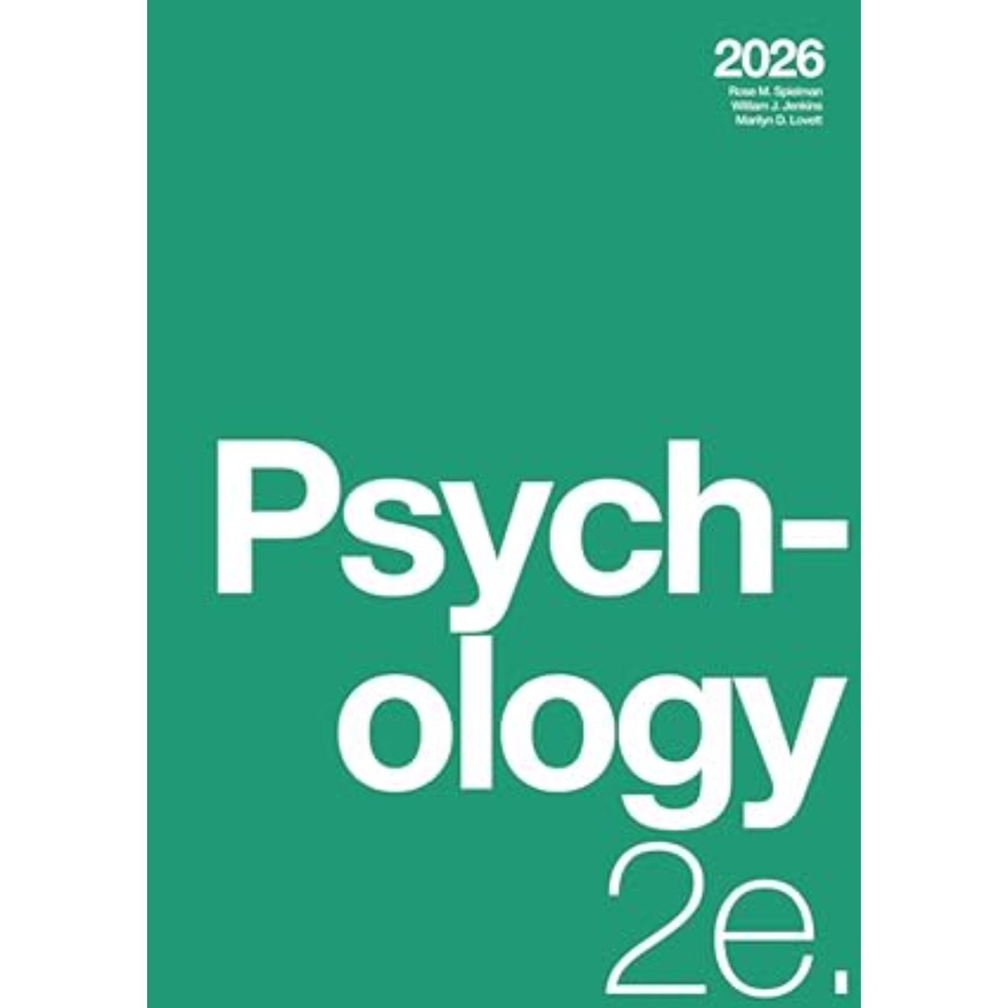 Psychology 2e 2026 textbook cover by Spielman Jenkins Lovett second edition